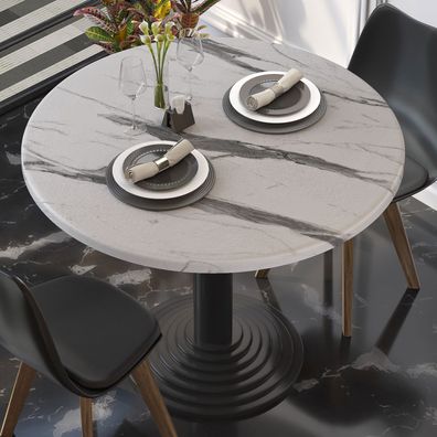 Werzalit | Bistro Tischplatte | Ø60cm | Weiß Marmor | Topalit Tischplatte