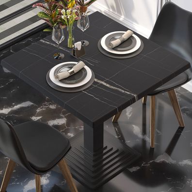 Werzalit | Bistro Tischplatte | 60x60x2,5cm | Schwarz Marmor | Tischplatte Outdoor,