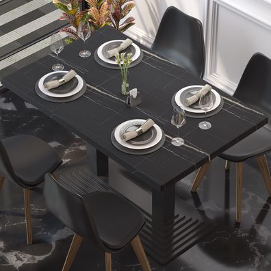 Werzalit | Bistro Tischplatte | 120x70cm | Schwarz Marmor | Topalit Tischplatte