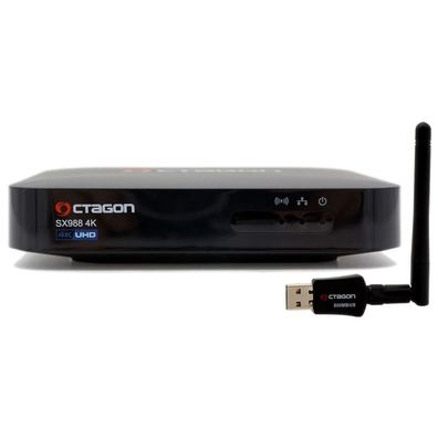 Octagon SX988 4K UHD Linux E2 IP-Receiver mit 600 MBit/ s WLAN Adapter