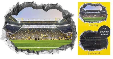 3D Wandtattoo Borussia Dortmund BVB Stadionmotiv mit Leuchteffekt selbstklebend