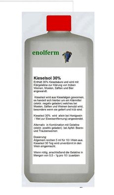 Kieselsol 30% 100 ml; Profiprodukt zur Wein Met Most Bier Saftklärung etc.
