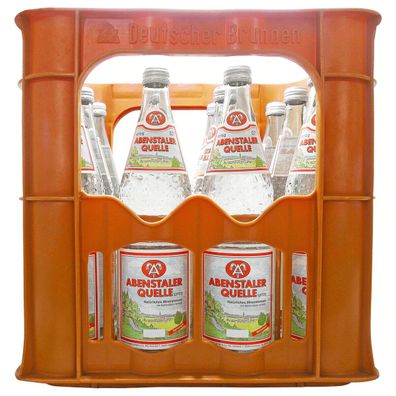 12x 0,7 L. Abenstaler Mineralwasser Spritzig Glas Flasche - Mehrweg mit Kasten