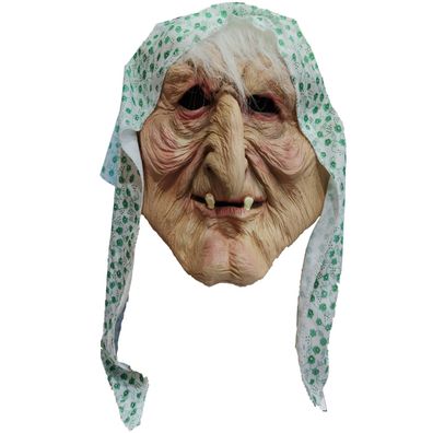 Oma Maske alte Frau Hexe Zauberin Greisin Haare Halloween Karneval Verkleidung