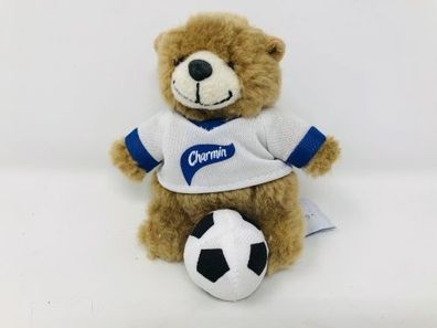 Mini Charmin Teddybär mit Karmin Trikot und Fußball ca. 11 cm groß (W17)