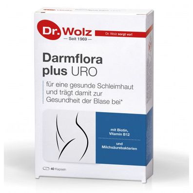 Darmflora plus URO 40 Kapseln Dr. Wolz + Info / 3 Kulturen 2,65 Mrd. pro Kapsel
