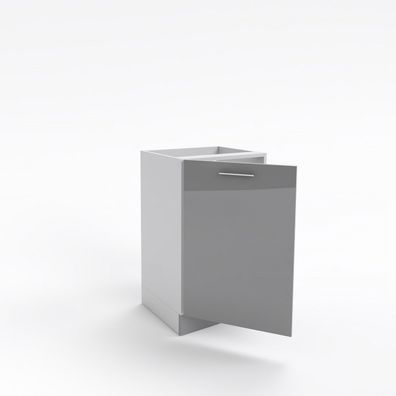 Küchen Unterschrank 1 Türig Grau Hochglanz Breite 30-70cm Tiefe 45cm Sockel