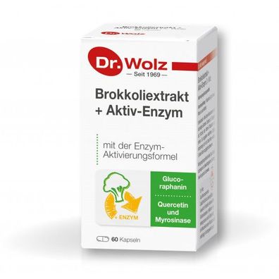 Brokkoliextrakt + Aktiv-Enzym 60 Kapseln 10% Glucoraphanin + Buch gratis, Dr. Wolz