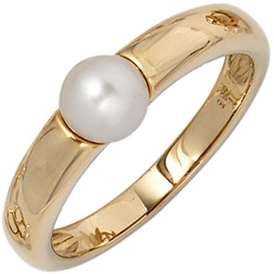 Damen Ring 585 Gold Gelbgold 1 Süßwasser Perle Goldring Perlenring Damenring