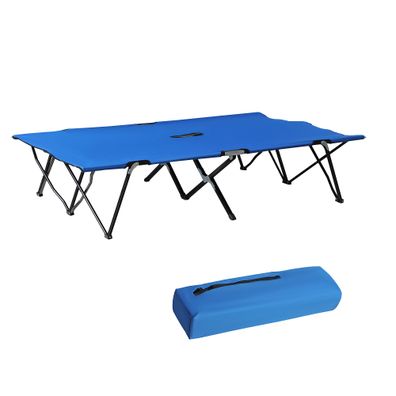 Outsunny®Campingbett Klappbar für 2 Personen Stahl Oxford Blau193 x 125 x 40 cm