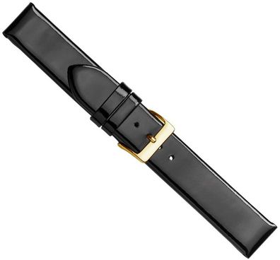 Uhrenarmband Kalbsleder schwarz Hochglanz Lack 20607G
