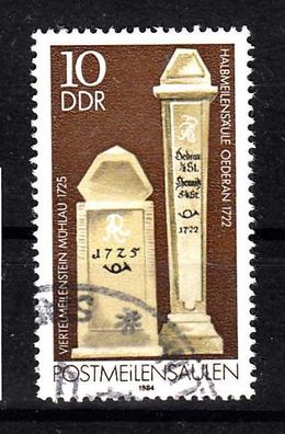 DDR 1984 Postmeilensäulen Plattenfehler MiNr. 2853 I Rundstempel
