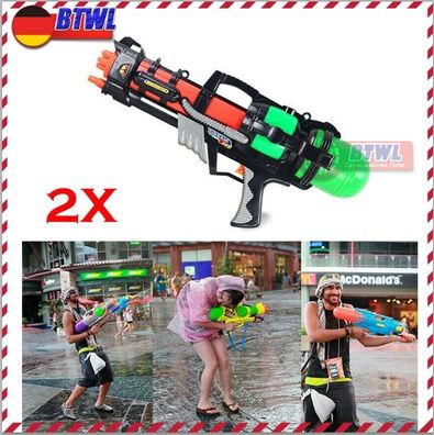 2x Wasserpistole Wasser-Pistole Spritzpistole Kanone Water Gun mit Tank 38 cm DE