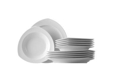 Tafelservice / Speise-Set 12-tlg. mit eckigen Tellern - für 6 Personen - Vario Pure