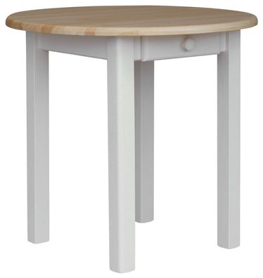Runder Kiefer Tisch Esstisch Holz Küchentisch weiß honig Landhausstil mit Schublade