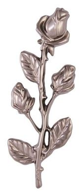Rose silbergrau Metall 15 x 5,5 cm Grabstein Grabmal Relief Ornament