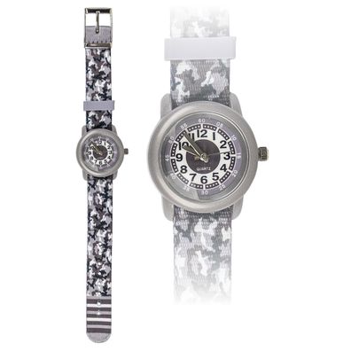 Kinderuhr Camouflage grau - bb-Klostermann 21514 - Armbanduhr Motivuhr Quarz-Uhrwerk