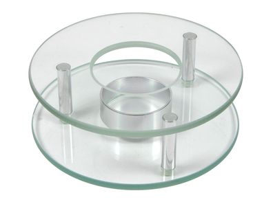 Stövchen aus Glas und Edelstahl - ca. 12 cm - Tee Kanne Tasse Wärmer Untersetzer