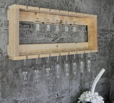 Glashalter Gläserhalter passend für Weinregal Weinglashalter Holz Sektglas natur