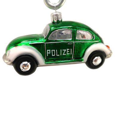 VW-Käfer (Polizei) - Hanco Design - Christbaumschmuck aus Glas - mundgeblasen, Handa
