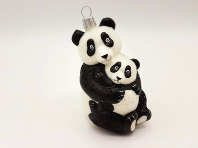 Panda mit Baby - Hanco Design 2545.01 - Christbaumschmuck aus Glas