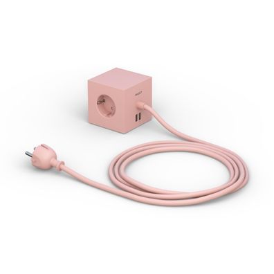 Mehrfachsteckdose - SQUARE 1 USB + MAGNET, pink by AVOLT