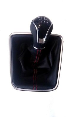 Original Schaltknauf SEAT LEON 5F0711113G NHB 6 GANG Schwarz mit rote Nähte