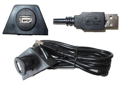 USB Kabel 2.0 Verlängerung A/ Stecker A/ Buchse Schwarz 2m mit Einbaubuchse