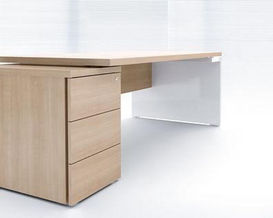Schreibtisch FARO mit Container Stilvoller Bürotisch Hochwertige Büroeinrichtung