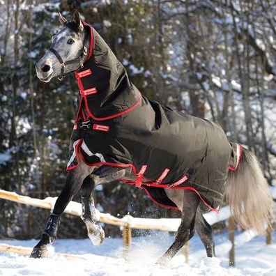 Horseware Rambo Supreme mit Vari-Layer Heavy 450g - black with red - Weidedecke