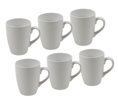 Porzellan Kaffeetasse 340ml weiß matt - 6er Set - Kaffee Tee Tasse Becher Mug Pott