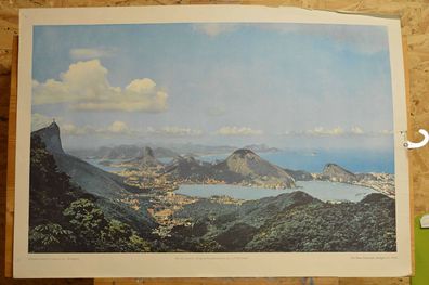 Schulwandbild Rio de Jainero Brasilien Zuckerhut 92x64cm 1960 Sugarloaf Mountain