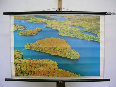 altes Wandbild Wald in Kanada Wasser üdliches Quebec 75x50cm Deko vintage 1960