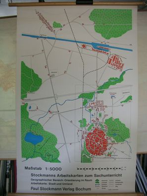 Schulwandbild Arbeitskarte Stadtplan Umland Schule 80x125cm vintage school chart