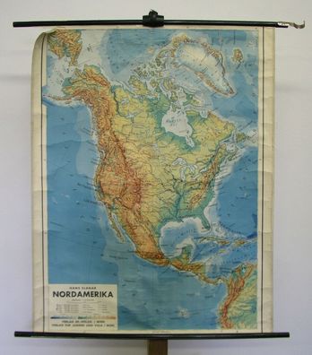 Schulwandkarte Nordamerika USA Kanada 84x106cm 1951 vintage america wall map