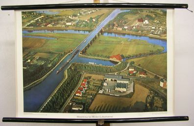 Schulwandbild Wandbild Bild Weser Weserkreuz Schiff Schiffahrt Wasserkreuz 75x51