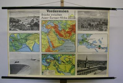 Schulwandkarte Wandkarte Türkei Bosporus Kleinasien Karte 99x67cm map card 1960