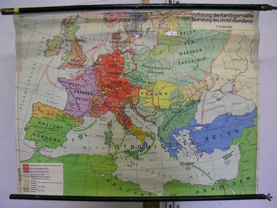 Schulwandkarte map Bildung Verfall des Reiches 4,5Mio 97x73 Karolinger Teilkarte