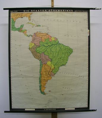 Schulwandkarte Wandkarte Amerika Staaten Südamerika South America 94x117cm map