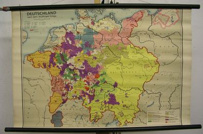 Schulwandkarte Wandkarte Deutschland nach dem 30jährigen Krieg Schulmann 90x59cm