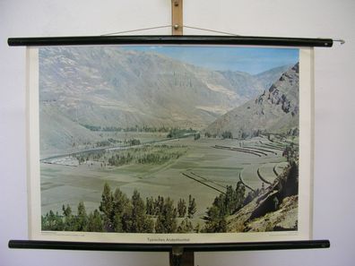 schönes altes Wandbild typische Andenhochtal Berge Südamerika 75x51 vintage 1960