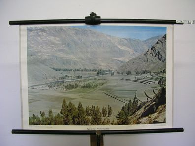 schönes altes Wandbild typische Andenhochtal Berge Amerika 75x51cm vintage 1960