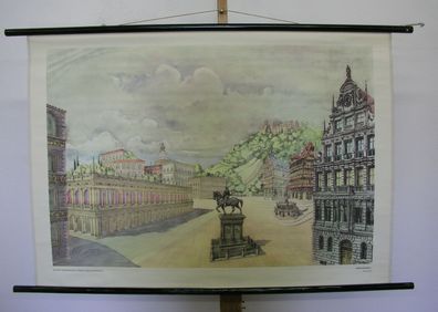 schönes altes Schulwandbild Wandkarte Renaissance 106x76cm vintage 1959 da Vinci