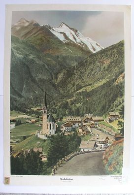 schönes altes Wandbild Großglockner Kärnten Tirol 64x92cm 1956 vintage mountain