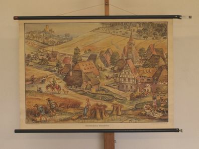 Wandbild Bauernleben Mittelalter 99x71 vintage Peasant Life in the middle Ages