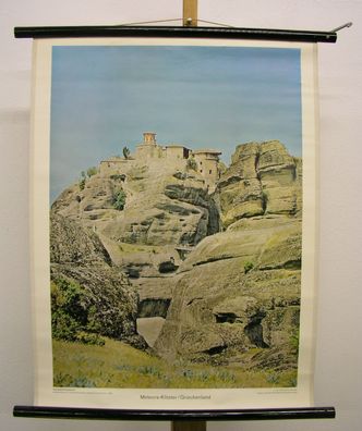 schönes altes Wandbild Meteora Kloster klettern Griechenland 55x72 vintage 1960