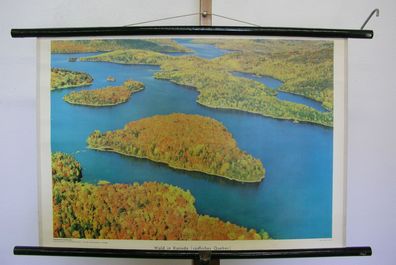 schönes Wandbild Wald in Kanada südliches Quebec 75x51 Deko vintage map 1960