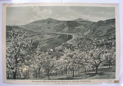 Wandbild Sudetenland Elbtal Salesel Blick böhmische Mittelgebirge 92x64cm 1939