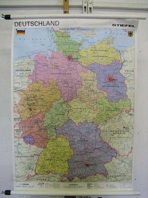 Wandkarte Deutschland Bundesländer 68x95cm 2000 wall map states of germany