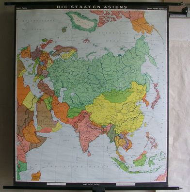 Schulwandkarte Karte Wandkarte map Asien Asia Staaten Countries 1965 93x109cm